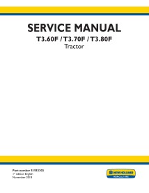 Manual de serviço do trator New Holland T3.60F / T3.70F / T3.80F - New Holland Agricultura manuais - NH-51553302