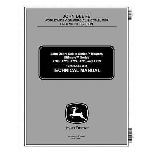 TM2349 Manuel technique PDF des tracteurs John Deere X700, X720, X724, X728, X729 (TM2349)