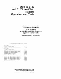 TM4646 Manual técnico de operação e teste do trator John Deere 6120-6420, 6120L-6520L NA em formato PDF (TM4646)