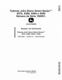 OMUC32957 Manual del operador del tractor John Deere X570, X580, X584, X590 SN 180001 (PDF, PT) (OMUC32957)