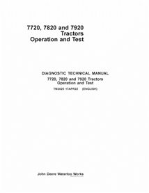 TM2025 Manual técnico de operação e teste do trator John Deere 7720, 7820 e 7920 em PDF (TM2025)