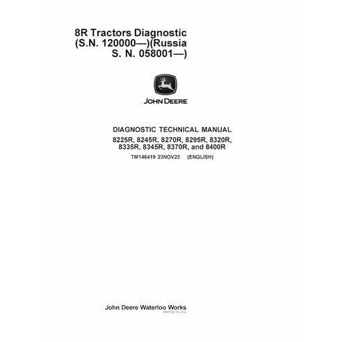 TM146419 Manual técnico de diagnóstico en PDF para tractor John Deere 8225R-8400R SN 120000-8R (TM146419)