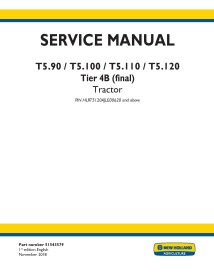 Manual de servicio del tractor New Holland T5.90 / T5.100 / T5.110 / T5.120 - Agricultura de Nueva Holanda manuales - NH-5154...