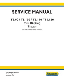 Manual de serviço do trator New Holland T5.90 / T5.100 / T5.110 / T5.120 - New Holland Agricultura manuais - NH-51543579