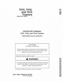 OMAR189655 Manuel d'utilisation du tracteur John Deere 7210, 7410, 7510 SN 50001 (PDF) (OMAR189655)