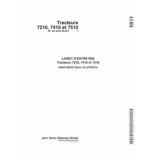 OMAR189658 John Deere 7210, 7410, 7510 SN 50001- tractor operator's manual FR (OMAR189658) (OMAR189658)