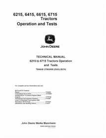 TM4648 Manual técnico de operación y prueba del tractor John Deere 6215, 6415, 6615 y 6715 (TM4648)