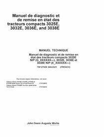 TM127928 Manuel technique PDF complet pour tracteurs compacts John Deere 3025E, 3032E, 3036E, 3038E (TM127928)