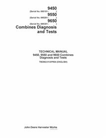 TM2002 Manual de diagnóstico e testes em PDF para colheitadeiras John Deere 9450, 9550 e 9650, número de série 695101 (TM2002)