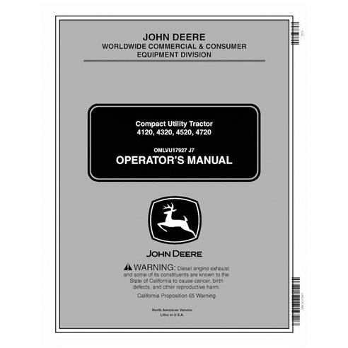 OMLVU17927 Manual do operador do trator utilitário compacto John Deere 4120, 4320, 4520, 4720 SN 120101-610000 NA (OMLVU17927...