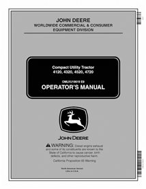 OMLVU19619 Manuel d'utilisation du tracteur utilitaire compact John Deere 4120, 4320, 4520, 4720 SN 610001-810000 NA (OMLVU19...
