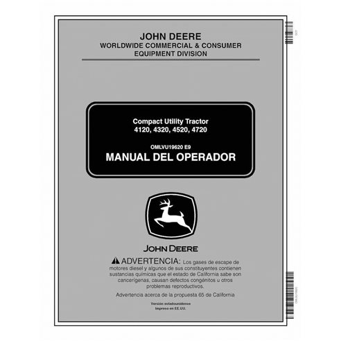 OMLVU19620 Manuel d'utilisation du tracteur utilitaire compact John Deere 4120, 4320, 4520, 4720 SN 610001-810000 NA ES (OMLV...