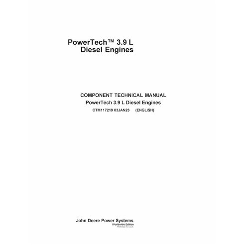 CTM117219 John Deere PowerTech™ 3.9L Diesel engine technical manual 4039H (CTM117219)