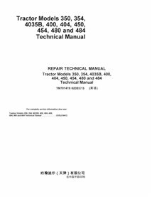 TM701419 Manual técnico em PDF do trator John Deere 350, 400, 354, 450, 404, 454, 480, 484, 4035B - tudo incluído (TM701419)