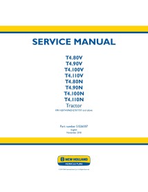 Manual de serviço do trator New Holland T4.80V - T4.110V / T4.80N - T4.110N - New Holland Agricultura manuais - NH-51526007