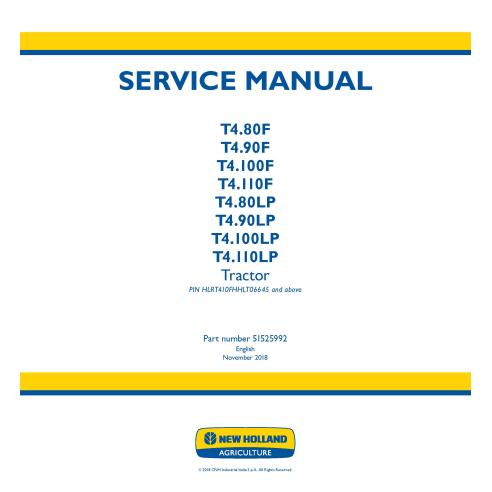 New Holland T4.80F - T4.110F / T4.80LP - T4.110LP tractor service manual - New Holland Agriculture manuals - NH-51525992