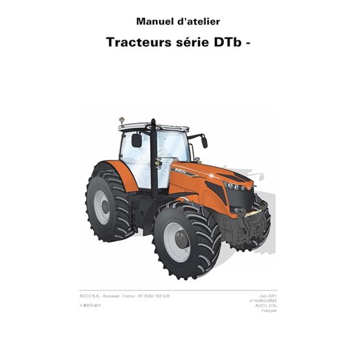 AGCO-4346274M3-WM-FR Manuel d'atelier PDF pour tracteurs AGCO DT205B, DT225B, DT250B, DT275B et DT300B (FR)