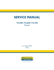 Manual de servicio del tractor New Holland T4.55S / T4.65S / T4.75S - Agricultura de Nueva Holanda manuales - NH-51489991