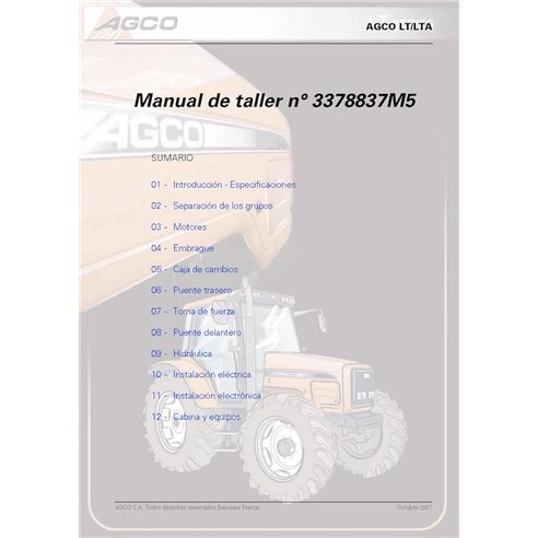 AGCO-3378837M5-WM-ES AGCO LT75, LT90, LT75A, LT85A, LT90A, LT95A tractor pdf workshop service manual ES