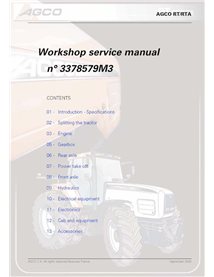 AGCO-3378579M3-WSM-EN Manual de taller en PDF para tractores AGCO RT100, RT120, RT135, RT150, RT110A, RT120A, RT140A, RT155A,...