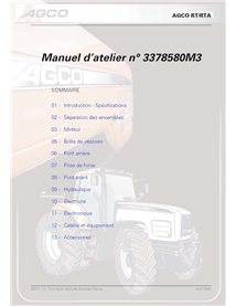 AGCO-3378580M3-WSM-FR Manual de oficina em PDF para tratores AGCO RT100, RT120, RT135, RT150, RT110A, RT120A, RT140A, RT155A,...