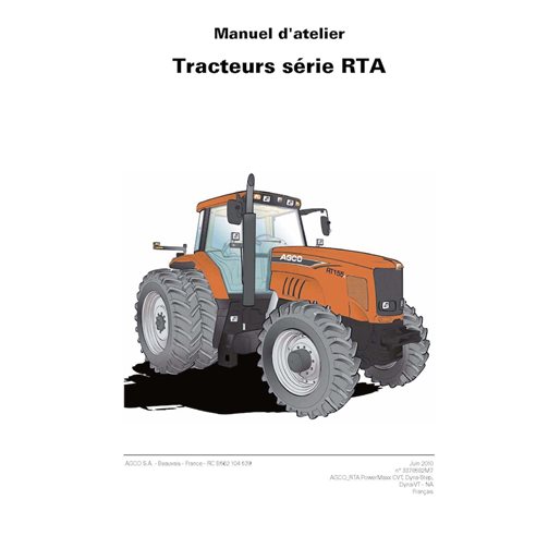 AGCO-3378582M7-WSM-FR Manuel d'atelier PDF pour tracteurs AGCO RT100, RT120, RT135, RT150, RT110A, RT120A, RT140A, RT155A, RT...