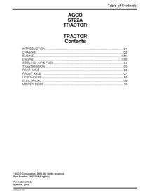 AGCO-79023519-WSM-EN Manual de serviço em PDF do trator compacto AGCO ST22A