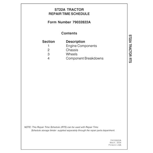 AGCO-79032822A-RTS-EN AGCO ST22A compact tractor pdf repair time schedule