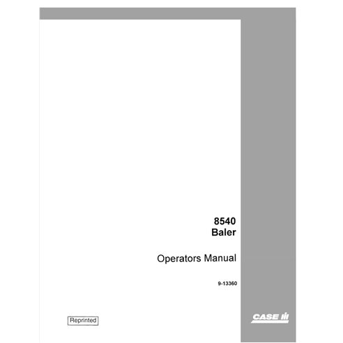 CASE-9-13360-OM-EN Manual del operador de la empacadora Case 8540 (PDF)