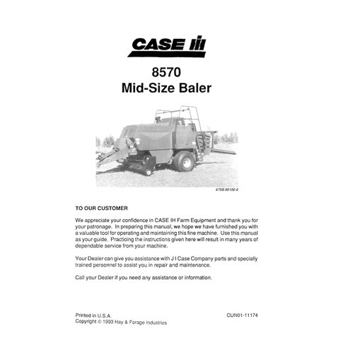 CASE-CUN01-11174-OM-EN Manual del operador de la empacadora Case 8570 (PDF)