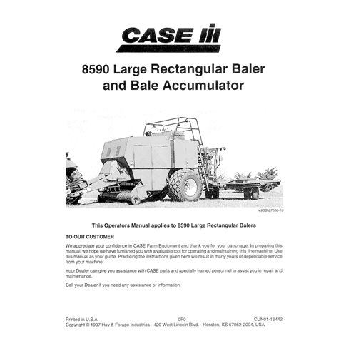 CASE-CUN01-16442-OM-EN Manual del operador de la empacadora Case 8590 (PDF)