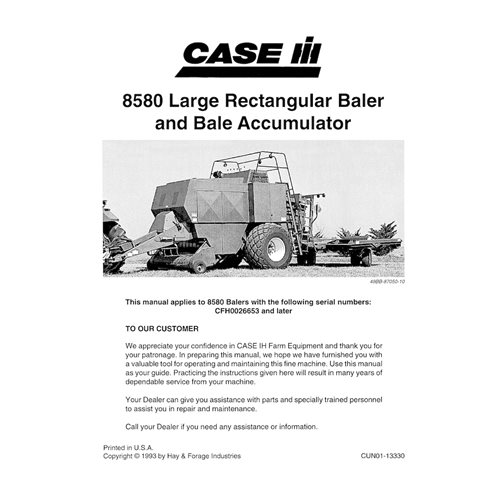 CASE-CUN01-13330-OM-EN Case 8580 SN CFH0026653 and later baler pdf operator's manual