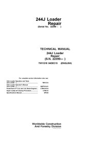 TM11215 Manuel technique de réparation PDF pour chargeuse sur pneus John Deere 244J SN 23290 (TM11215)