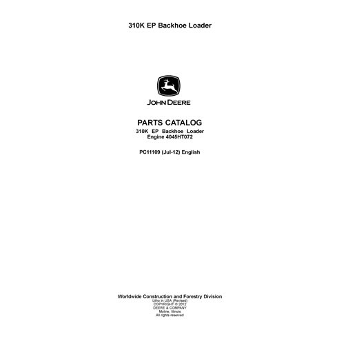 PC11109 John Deere 310K EP backhoe loader parts catalog (PC11109) (PC11109)