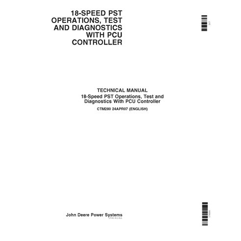 CTM280 Manuel technique d'utilisation et de test des transmissions John Deere PST à 18 vitesses (CTM280) (format PDF)