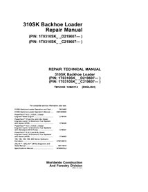 TM12466 Manuel technique de réparation pour chargeuse-pelleteuse John Deere 310SK PIN 1T0310SK_ _C_D_219607 (TM12466)