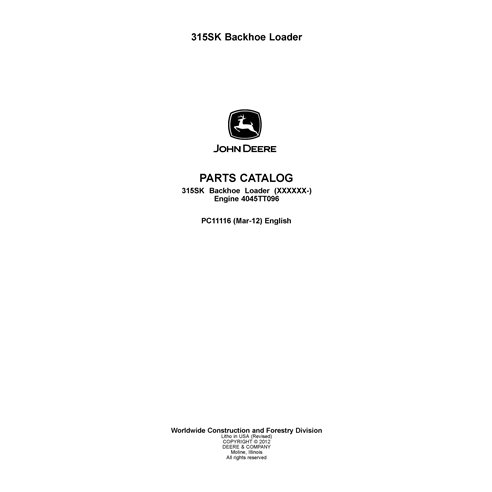 PC11116 Catalogue de pièces détachées pour chargeuse-pelleteuse John Deere 315SK (PC11116) (PC11116)