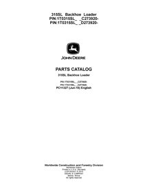 PC11327 John Deere 315SL Backhoe Loader, PIN: 1T0315SL_ _C-D273920- backhoe loader pdf parts catalog (PC11327)