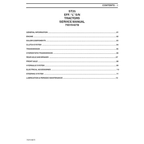 AGCO-79019487B-SM-EN Manual de servicio en formato PDF del tractor compacto AGCO ST25 (Effective L SN)