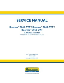 New Holland Boomer 3040 / 3045 / 3050 CVT compact tractor service manual - New Holland Agriculture manuals - NH-48017760