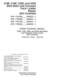 TM13011X19 John Deere 318E, 319E, 320E, and 323E (EH Controls) PIN J249323- skid steer loader pdf repair technical manual (TM...