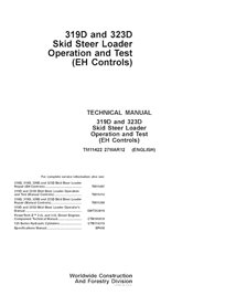 TM11422 Manual técnico de funcionamiento y pruebas de las minicargadoras John Deere 319D y 323D (controles EH) (TM11422)