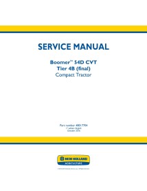 Manual de serviço do trator compacto New Holland Boomer 54D CVT - New Holland Agricultura manuais - NH-48017704