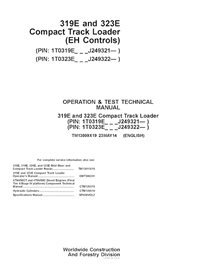 TM13009X19 Manual técnico de operação e teste em PDF para carregadeira de esteiras compacta John Deere 319E e 323E (EH Contro...