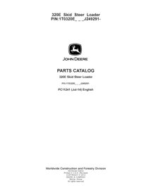 PC11241 John Deere 320E PIN J249291- skid steer loader pdf parts catalog (PC11241)
