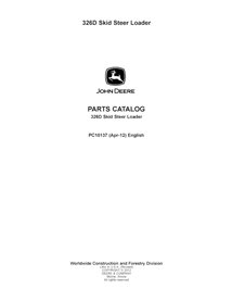 PC10137 John Deere 326D skid steer loader parts catalog (PC10137) (PC10137)
