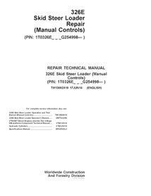 TM13092X19 John Deere 326E (Manual Controls) PIN G254998- skid steer loader pdf repair technical manual (TM13092X19)