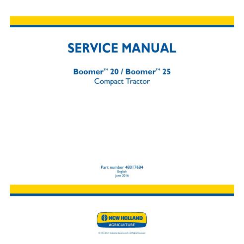 Manual de serviço do trator compacto New Holland Boomer 20/25 - New Holland Agriculture manuais