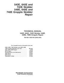 TM1486 John Deere 540E, 640E, 740E, 548E, 648E, 748E skidder pdf repair technical manual (TM1486)