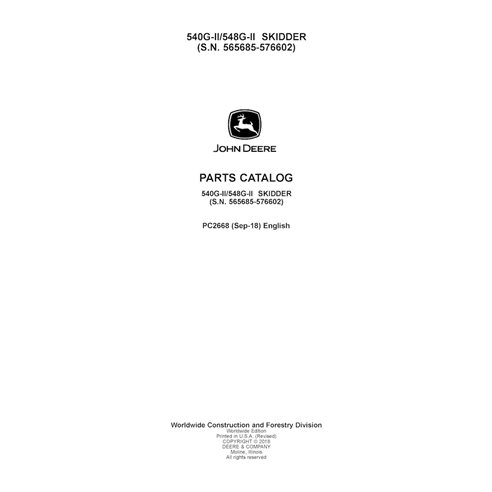 PC2668 Catálogo de peças em PDF para skidder John Deere 540G-II e 548G-II (PC2668)